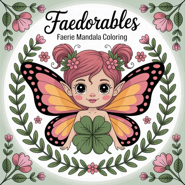 Cover of Faedorables Heavenly Flowers: Square Mandala Faerie